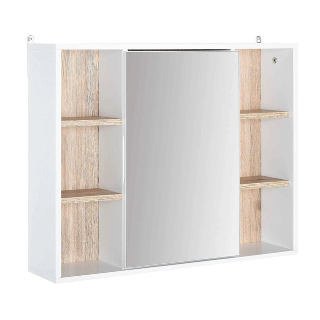 Homcom Bathroom Cabinet with Mirror with Interior Space and Open Shelves