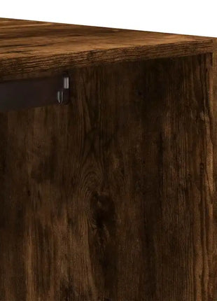 Armadio in legno ingegnerizzato di rovere affumicato 80x50x200 cm, Armadio alto con ripiani e asta appendiabiti per camera da letto