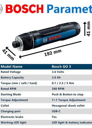 BOSCH GO 3 Cordless Screwdriver 3.6V Lithium-ion Battery Rechargeable Cordless Drill with Box Bosch go3 Professional Tool Set