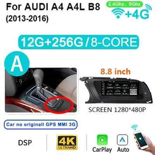 8GB 256GB Carplay 8.8'' Android 14 Auto Car Radio Multimedia player For Audi A4 B8 2009-2016 2 din autoradio Stereo 4G LTE