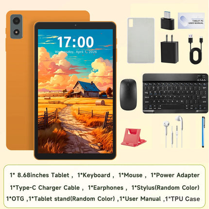 ANRY Tablet Android 16 da 8,68 Pollici con Chiamate 4G, Processore Octa Core T616, 16GB RAM, 64GB ROM, Batteria 5000mAh, WiFi, GPS, Tablet PC 2026 con Slot SD e SIM