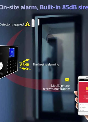 Sistema di Allarme KERUI WIFI GSM con Supporto per 3 Zone Cablate, Allarme Domestico Antifurto Compatibile con Tuya Smart, Sensore PIR 433MHz per Protezione di Sicurezza