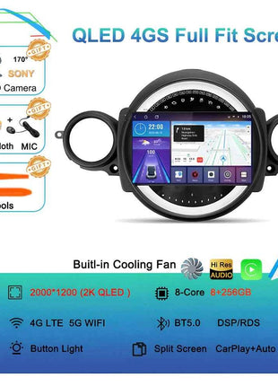 Android16 Radio Qled For BMW MINI Cooper R56 R60 2007 - 2014 Car intelligent systems Navigation GPS Carplay Android auto WIFI+5G