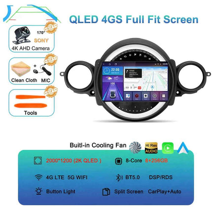 Android16 Radio Qled For BMW MINI Cooper R56 R60 2007 - 2014 Car intelligent systems Navigation GPS Carplay Android auto WIFI+5G