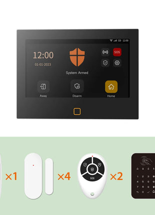 Staniot 7 pollici HD sistema di allarme Wireless WiFi 4G Tuya Smart Home Security Protection funziona con Alexa Google APP Remote Control,Sirena incorporata 115db e batteria da 5000mAh