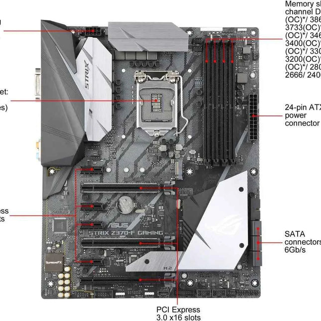 ASUS ROG STRIX Z370-F GAMING LGA1151 DDR4 DP HDMI DVI M.2 Z370 ATX