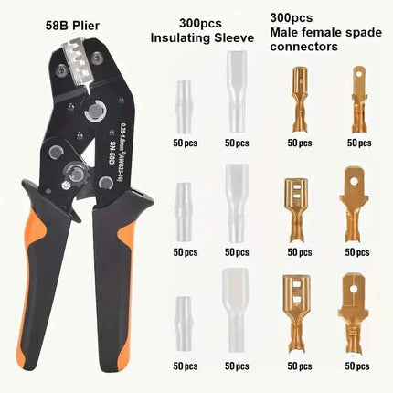 SN-58B 2.8/4.8/6.3 Pinza Crimpatrice a Molla per Connettori Elettrici Isolati Maschio/Femmina, Kit Assortito di Terminali per Cavi