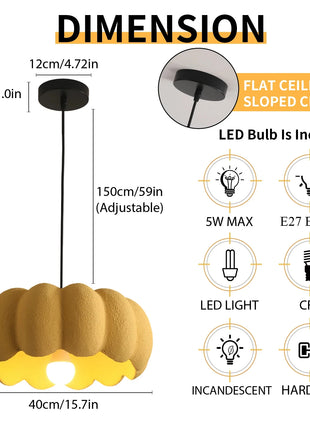 Lampadario AuroraRealm in Stile Wabi Sabi, Lampada a Sospensione a Forma di Zucca per Camera da Letto, Stanza dei Bambini e Sala da Pranzo
