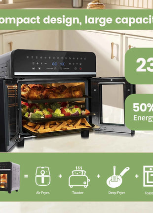 Friggitrice ad Aria XXL 23L Doppia Zona - 2200W, Touch LED, 15 Programmi + Ricettario