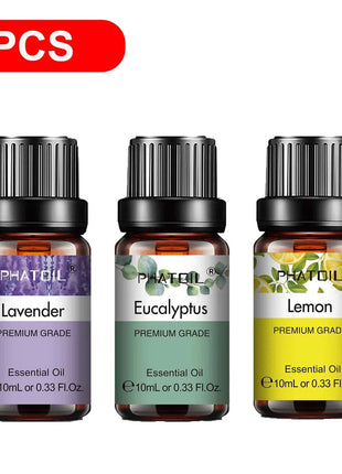 PHATOIL Natural Plant Essential Oil 10ml Eucalyptus Lavender Bergamot Vanilla Peppermint 1PCS Aroma Essential Oils For Diffuser