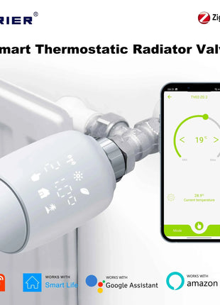 GIRIER TRV ZigBee Valvola termostatica per radiatore Tuya Termostato per radiatore intelligente Regolatore di temperatura programmabile Funziona con Alexa