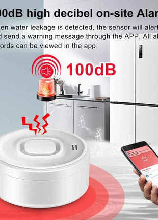 100DB Tuya WiFi Water Leakage Sensor Smart Home Water Leakage Detector Flood Alert Overflow Security Protection Via Smart Life