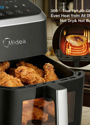 Friggitrice ad Aria Midea Smart 5L - Circolazione Aria Calda, Finestra, Senza Olio