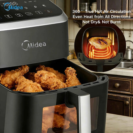 Friggitrice ad Aria Midea Smart 5L - Circolazione Aria Calda, Finestra, Senza Olio