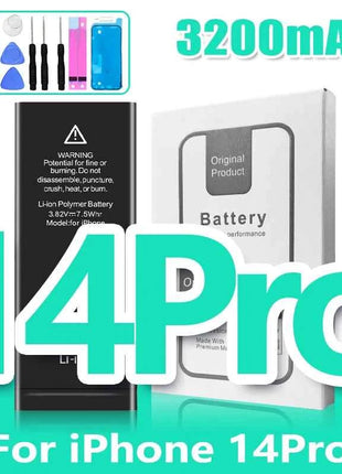 0 Cycle High Capacity Battery For iPhone 11 11Pro 12Pro 12 13 14 13Pro 14Pro Max Mini Phone Bateria + Free Tool Kit