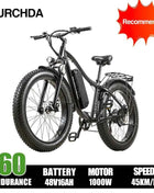 BURCHDA RX02 1000W 45KM/H 26 Inch Mountain Electric Bicycle 48V15AH Lithium Battery Fatbike Electric Bike For Adults Motorcycle