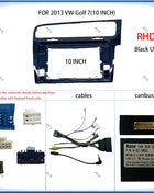 Car radio frame for VW Golf 7 MK7 2013, 10-inch stereo panel, wiring harness and Canbus decoder
