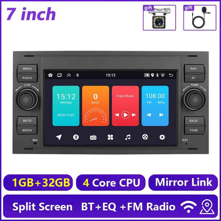 Hikity 2Din 7 "Car Radio for Transit Fiesta Focus Galaxy Mondeo Fusion Kuga C/S-Max Car Player Carplay/Auto GPS WIFI Touch display
