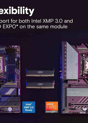 Crucial Pro DDR5 RAM 16GB/2x16GB 6400MHz CL38, Overclocking Desktop Gaming Memory, Intel XMP 3.0 & AMD Expo Compatible –Black
