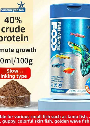 SUNSUN Premium Small Granule Fish Food for Guppies and Tetras, Color Enhancing & Complete Nutrition for Small Tropical Fish