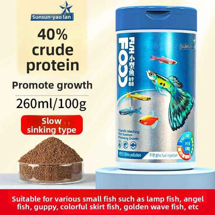SUNSUN Premium Small Granule Fish Food for Guppies and Tetras, Color Enhancing & Complete Nutrition for Small Tropical Fish