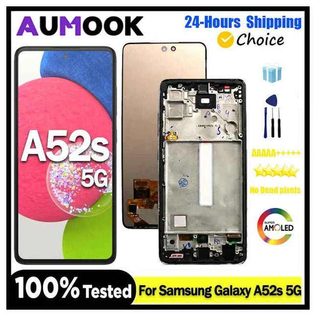 Nuovo Super AMOLED per Samsung A52s 5G Display LCD Touch Screen Digitizer per Samsung A52s 5G A528B A528B/DS A528N Schermo LCD