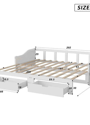 Rosahqnda children's bunk bed 90x200cm with 2 drawers multi-function bed single/double bed,Wooden bed with slatted frame,White