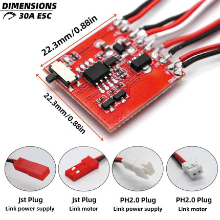370 380 390 Brushed Motor DC MOTOR 30A KIT for 1:10 1:12 1:14 1:16 1:24 RC Monster CRAWLER AXIAL SCX24 B17 TAM54393 B17 TRX 7075
