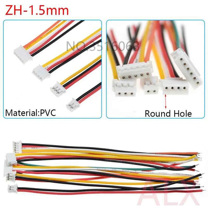 5/10 Pz JST ZH-1.5mm Passo Maschio Connettore Con Filo 100/200/300mm Cavo 2/3/4/5/6/7/8/9/10P Spille Ponticello Linea Per Arduino