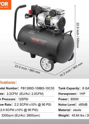 SucceBuy Air Compressor 750W/1450W/3000W Oil Free Air Compressor Quiet Portable Compressor Pump for Auto Repair Tire Inflation
