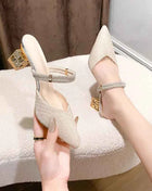 Nuovo stile punta a punta radice quadrata decorazione con strass scarpe da donna sexy ed eleganti pantofole casual e comode