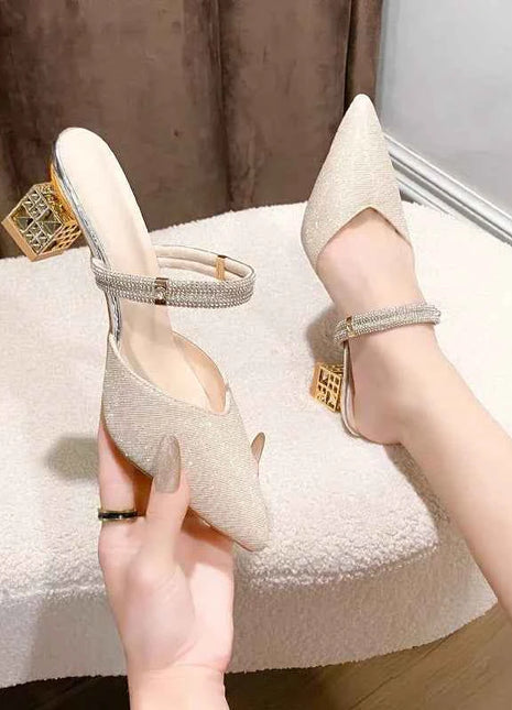 Nuovo stile punta a punta radice quadrata decorazione con strass scarpe da donna sexy ed eleganti pantofole casual e comode