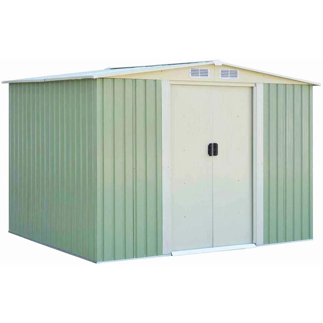 GOFLAME Casetta da Giardino Metallo 205x257x175 cm - Tetto a Capanna e Doppia Porta Scorrevole
