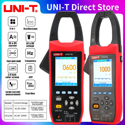 UNIT UT217B 3 in 1 1000A AC/DC Clamp Meter+ Oscilloscope Bluetooth Recorder Function 18650 Lithium Battery NCV Digital Multimet