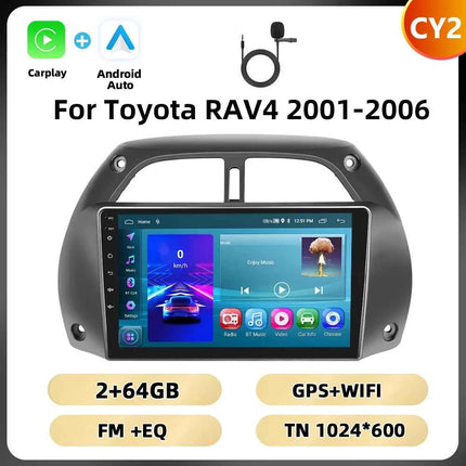 Podofo 8Core 2Din Car Stereo For Toyota RAV4 2001-2006 Multimedia Player WIFI 4G AI Voice BT Carplay Android Car Radio RDS