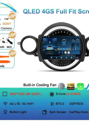Android16 Radio Qled For BMW MINI Cooper R56 R60 2007 - 2014 Car intelligent systems Navigation GPS Carplay Android auto WIFI+5G
