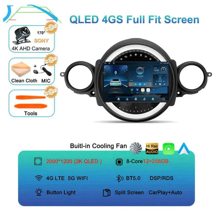 Android16 Radio Qled For BMW MINI Cooper R56 R60 2007 - 2014 Car intelligent systems Navigation GPS Carplay Android auto WIFI+5G