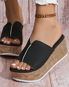 Women's Wedge Slippers Open Toe Leather - Summer Platform Beach Sandals