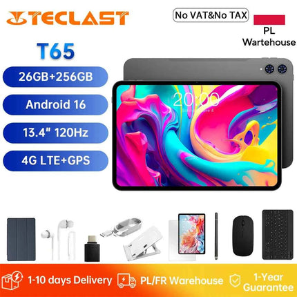 TECLAST T65 Pad Table Unisoc T7280 26GB RAM (6GB+20GB) 256GB ROM Display 120Hz Android 16 8000mAh WiFi 4G LTE Versione Globale
