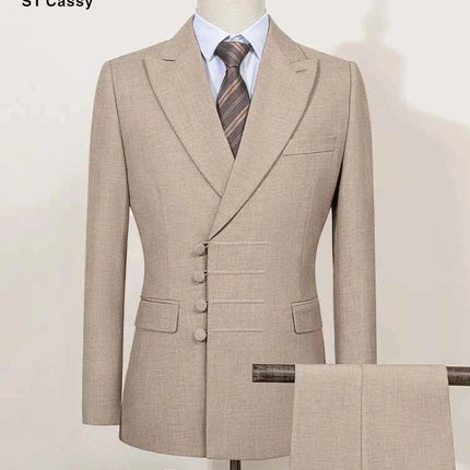 ST Cassy Elegant mens suits for wedding Slim fit Double Breasted Multiple buttons Casual Business Two-piece dress party outfit