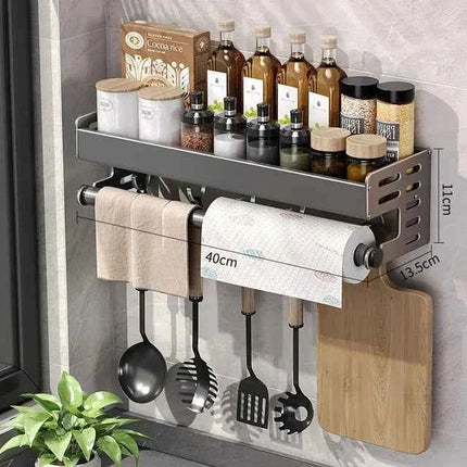 Portaspezie da Parete con Dispenser Olio e Aceto - Organizer Cucina