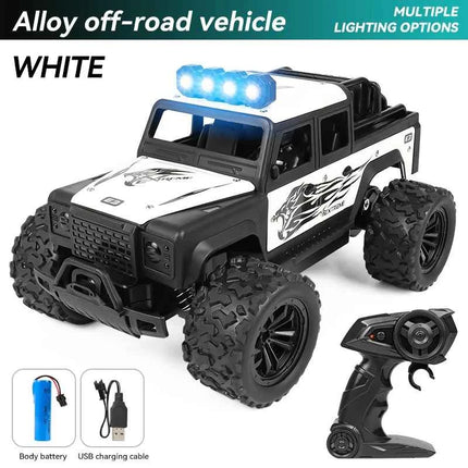 1:16 High Speed Off-Road Alloy RC Cars Police Truck Jeep with Music Sound and LED Lights 2.4G Remote Control Cars Outdoor Toy
