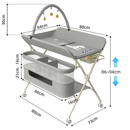 4 in 1 Folding Changing Table, Mobile Changing Unit, Height-adjustable Changing Station With Toy Arch & Storage Basket