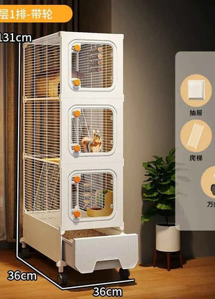 Multi-Level Wire Squirrel Cage, Extra Tall Sugar Glider Habitat, Oversized Chinchilla Villa Cage, Easy-Clean Pet Play House