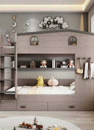 Bunk bed kids with Drawer storage loft double bed Climbing stairs full frames Queen Wooden literas de 2 camas bedroom furniture