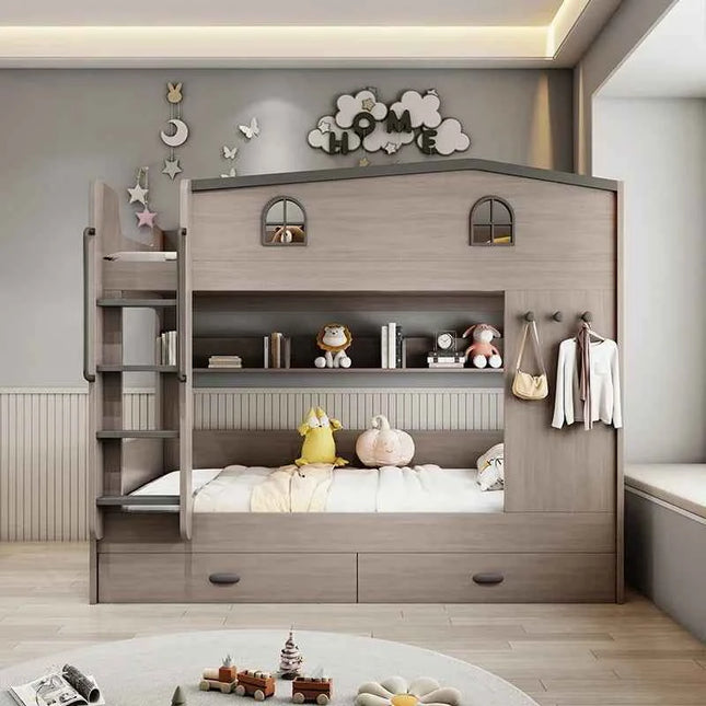 Bunk bed kids with Drawer storage loft double bed Climbing stairs full frames Queen Wooden literas de 2 camas bedroom furniture