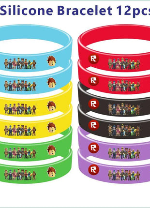 Set di Favori per Feste di Compleanno a Tema Roblox - Braccialetti Slap, Timbri e Adesivi per Bambini, Riempitivi per Sacchetti Regalo e Decorazioni per Feste