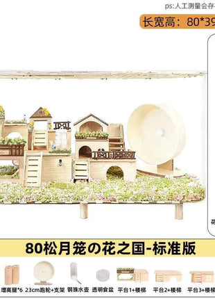 80cm Hamster Cage Large Spacious Habitat for Syrian Dwarf Hamsters Luxury Modular Acrylic Rodent Mansion Deluxe Pet Enclosure