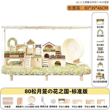 80cm Hamster Cage Large Spacious Habitat for Syrian Dwarf Hamsters Luxury Modular Acrylic Rodent Mansion Deluxe Pet Enclosure
