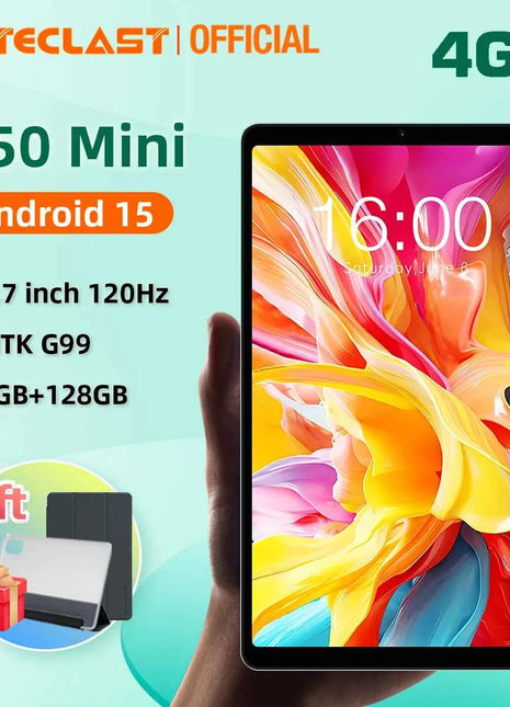Teclast T50 Mini Tablet Android 15 da 8,7" IPS 120Hz G99 8 core Max 20 GB (8 GB + 12 GB di espansione) RAM 128 GB ROM Dual 4G LTE Type-C GPS